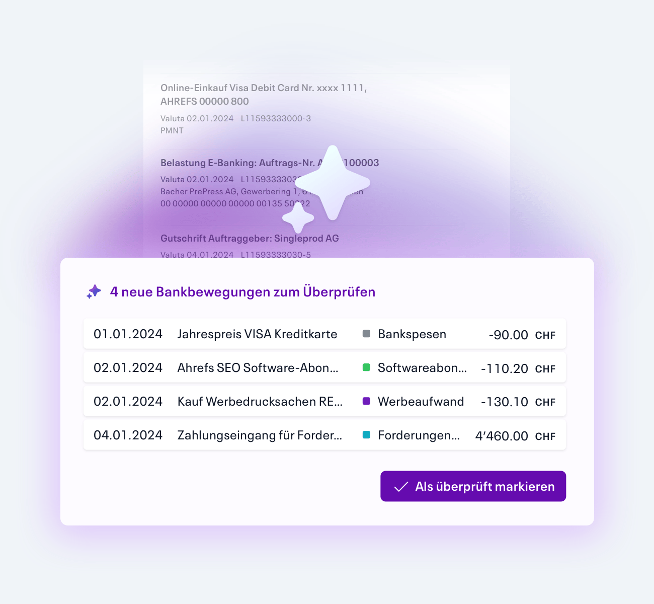 Intelligente Buchungsvorschläge in Infinity Finance aus Transaktionsdaten