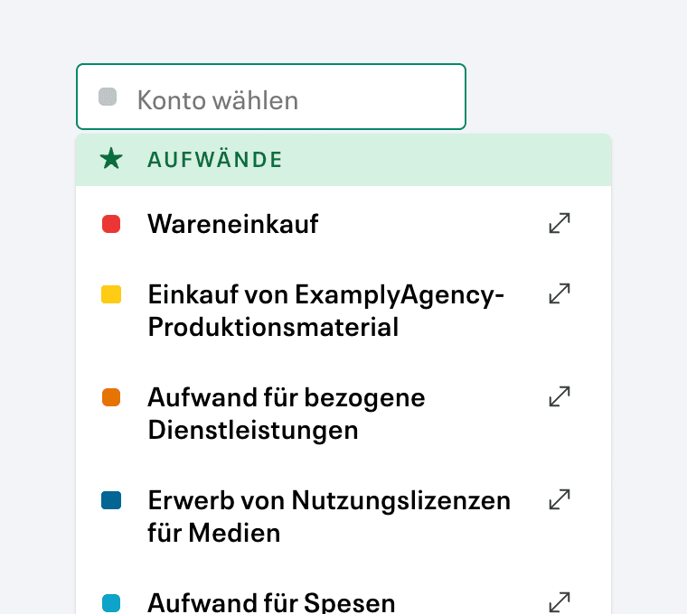 Intuitiv Aufwände auswählen